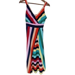 Mod-x unique multicolored striped V neck babydoll XS Artsy boho beachy spring